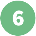 grüner Kreis mit einer 6
